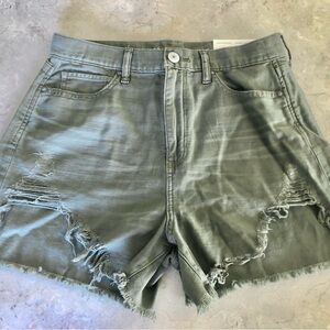 NWT American Eagle Highest Rise Jean Denim Green Shorts Cutoff Distressed Frayed